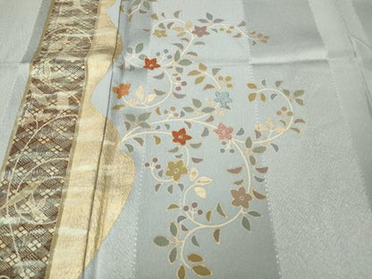 平和屋着物●訪問着　作家物　刺繍　蔦の葉花文　金彩　正絹　逸品　CABG5211ut
