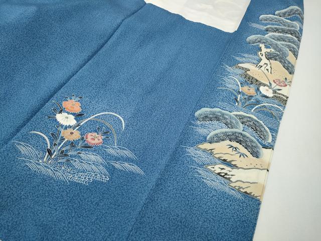 平和屋着物●訪問着　作家物　刺繍　飛鳥風景舟草花文　正絹　逸品　CABG5215ut