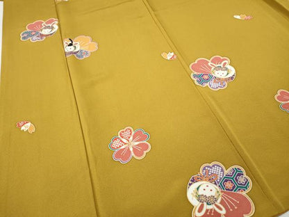 平和屋着物●上質な小紋　兎舞花文　金彩　正絹　逸品　CABG5216ut