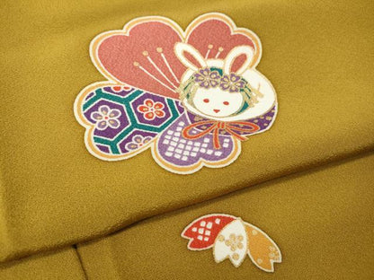 平和屋着物●上質な小紋　兎舞花文　金彩　正絹　逸品　CABG5216ut