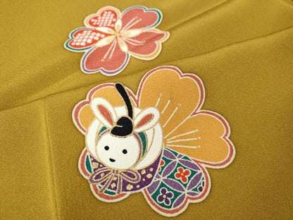 平和屋着物●上質な小紋　兎舞花文　金彩　正絹　逸品　CABG5216ut