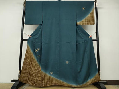 平和屋着物▼訪問着　刺繍　亀甲宝尽くし文　暈し染め　金彩　正絹　逸品　CABG5217ut