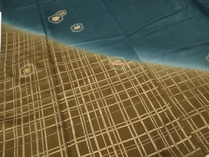 平和屋着物▼訪問着　刺繍　亀甲宝尽くし文　暈し染め　金彩　正絹　逸品　CABG5217ut