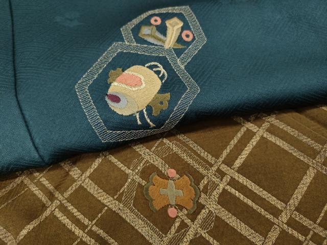 平和屋着物▼訪問着　刺繍　亀甲宝尽くし文　暈し染め　金彩　正絹　逸品　CABG5217ut