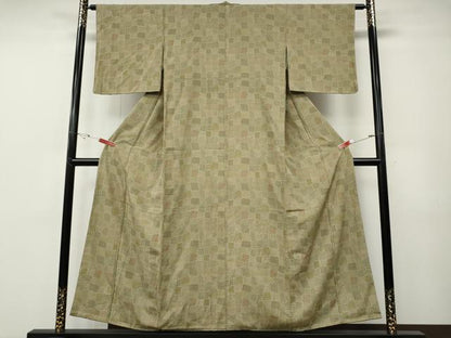 平和屋着物●上質な小紋　変わり市松　正絹　逸品　CABG5228ut