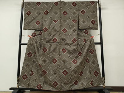 平和屋着物●本場大島紬　龍郷絣　菱花文　正絹　逸品　CABG5230ut