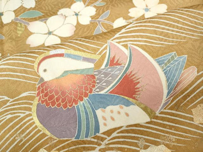 平和屋着物●訪問着　流水鴛鴦花文　金彩　正絹　逸品　CABG5232ut
