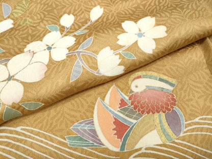 平和屋着物●訪問着　流水鴛鴦花文　金彩　正絹　逸品　CABG5232ut