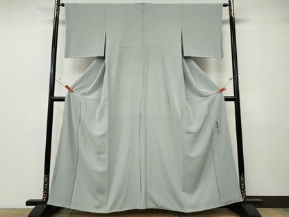平和屋着物●上質な色無地　生沼忠作　白鼠色　正絹　逸品　CABG5234ut