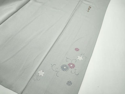 平和屋着物●上質な色無地　生沼忠作　白鼠色　正絹　逸品　CABG5234ut