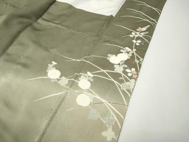 平和屋着物●訪問着　駒刺繍　扇面草花文　暈し染め　金彩　正絹　逸品　CABG5238ut