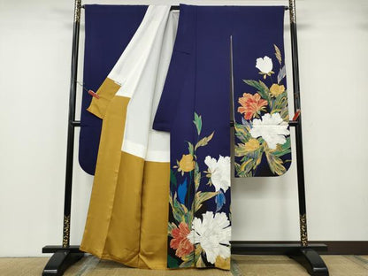 平和屋着物●豪華振袖　草花文　金銀彩　正絹　逸品　CABG5239ut