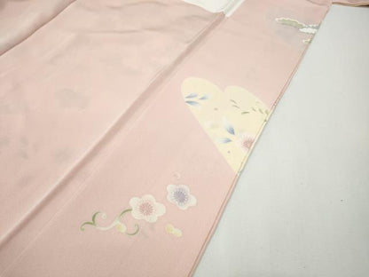 平和屋着物●訪問着　駒刺繍　絞り　エ霞草花文　金彩　正絹　逸品　CABG5240ut