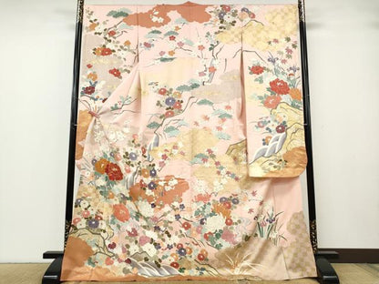 平和屋着物●豪華振袖　雲取り草花文　金彩　正絹　逸品　CABG5242ut