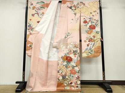 平和屋着物●豪華振袖　雲取り草花文　金彩　正絹　逸品　CABG5242ut