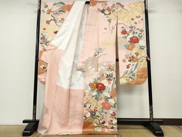 平和屋着物●豪華振袖　雲取り草花文　金彩　正絹　逸品　CABG5242ut