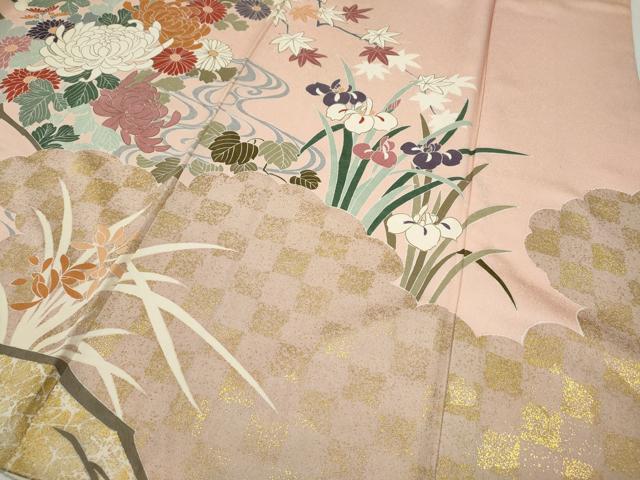 平和屋着物●豪華振袖　雲取り草花文　金彩　正絹　逸品　CABG5242ut