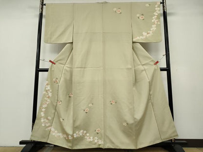 平和屋着物●訪問着　駒刺繍　万寿菊　舞花文　金彩　正絹　逸品　CABG5243ut
