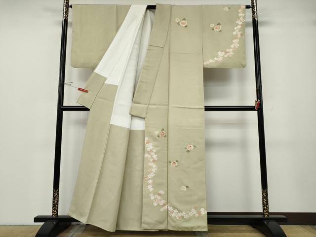 平和屋着物●訪問着　駒刺繍　万寿菊　舞花文　金彩　正絹　逸品　CABG5243ut