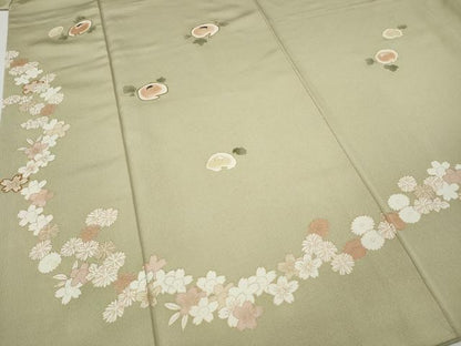 平和屋着物●訪問着　駒刺繍　万寿菊　舞花文　金彩　正絹　逸品　CABG5243ut