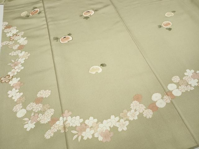 平和屋着物●訪問着　駒刺繍　万寿菊　舞花文　金彩　正絹　逸品　CABG5243ut
