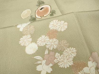 平和屋着物●訪問着　駒刺繍　万寿菊　舞花文　金彩　正絹　逸品　CABG5243ut