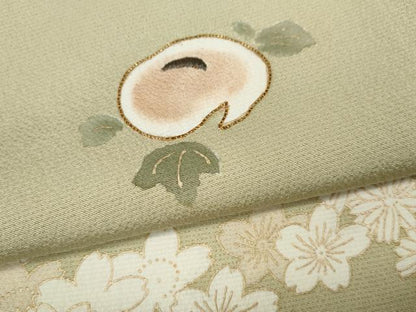 平和屋着物●訪問着　駒刺繍　万寿菊　舞花文　金彩　正絹　逸品　CABG5243ut