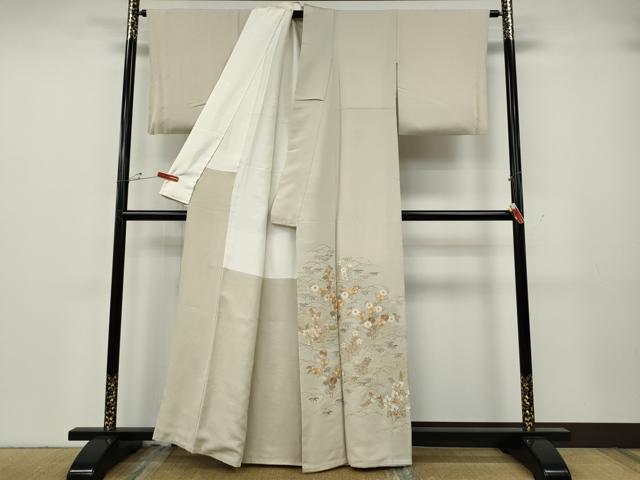 平和屋着物●豪華色留袖　駒刺繍　芝草花文　金彩　正絹　逸品　CABG5245ut