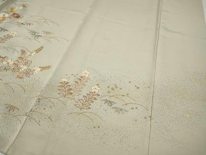平和屋着物●豪華色留袖　駒刺繍　芝草花文　金彩　正絹　逸品　CABG5245ut
