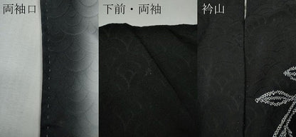 平和屋着物●訪問着　絞り　枝花文　黒地　正絹　逸品　CABG5246ut