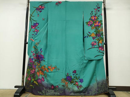 平和屋着物●豪華振袖　草花文　暈し染め　正絹　逸品　CABG5247ut