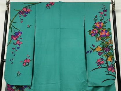 平和屋着物●豪華振袖　草花文　暈し染め　正絹　逸品　CABG5247ut