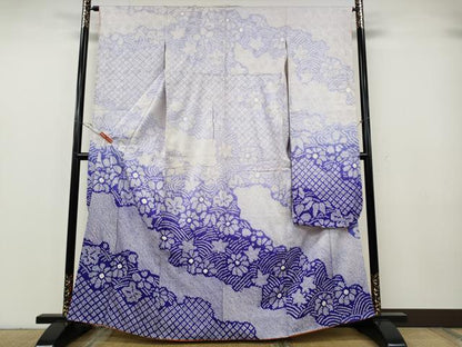 平和屋着物●豪華振袖　総絞り　草花文　暈し染め　正絹　逸品　CABG5248ut