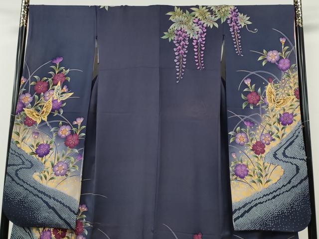 平和屋着物●豪華振袖　刺繍　流水花蝶文　暈し染め　金彩　正絹　逸品　CABG5250ut