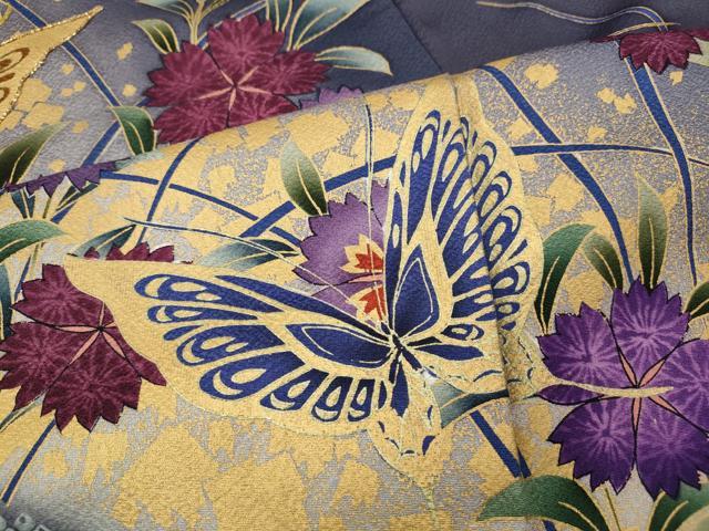 平和屋着物○豪華振袖 刺繍 流水花蝶文 暈し染め 金彩 正絹