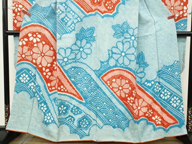 平和屋着物●豪華振袖　総絞り　吉祥花文　正絹　逸品　CABG5251ut