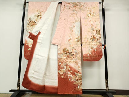 平和屋着物●豪華振袖　エ霞花蝶丸文　暈し染め　金彩　三越扱い　正絹　逸品　CABG5252ut