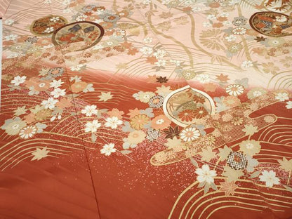 平和屋着物●豪華振袖　エ霞花蝶丸文　暈し染め　金彩　三越扱い　正絹　逸品　CABG5252ut