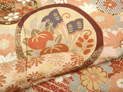 平和屋着物●豪華振袖　エ霞花蝶丸文　暈し染め　金彩　三越扱い　正絹　逸品　CABG5252ut