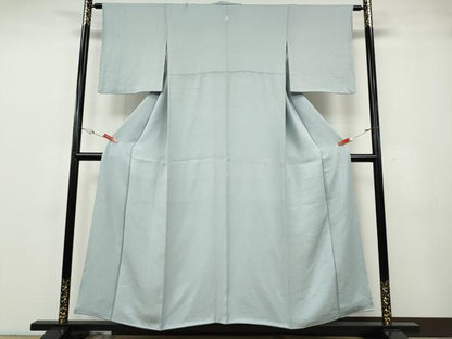 平和屋着物●上質な色無地　草花地紋　月白色　正絹　逸品　CABG5260ut