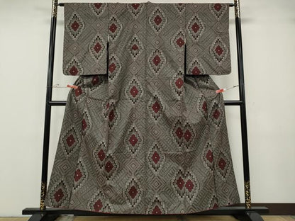 平和屋着物●本場大島紬　龍郷絣　菱花文　正絹　逸品　CABG5267ut