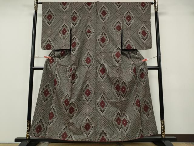 平和屋着物●本場大島紬　龍郷絣　菱花文　正絹　逸品　CABG5267ut