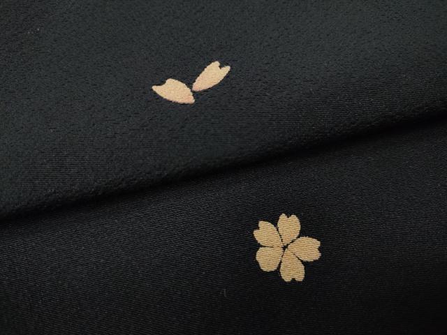 平和屋着物●上質な小紋　舞桜文　黒地　正絹　逸品　CABG5268ut