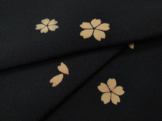 平和屋着物●上質な小紋　舞桜文　黒地　正絹　逸品　CABG5268ut