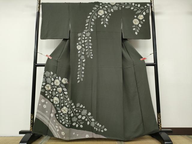 平和屋着物●訪問着　辻が花　絞り　刺繍　金糸　正絹　逸品　CABG5269ut