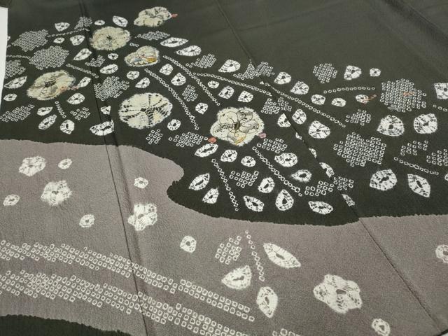 平和屋着物●訪問着　辻が花　絞り　刺繍　金糸　正絹　逸品　CABG5269ut