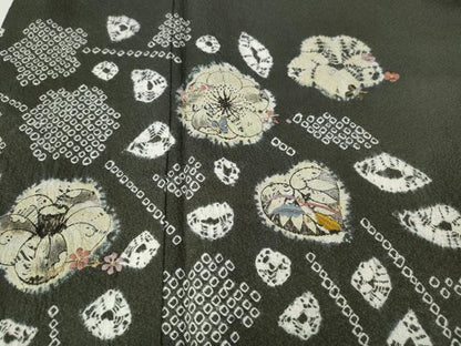 平和屋着物●訪問着　辻が花　絞り　刺繍　金糸　正絹　逸品　CABG5269ut