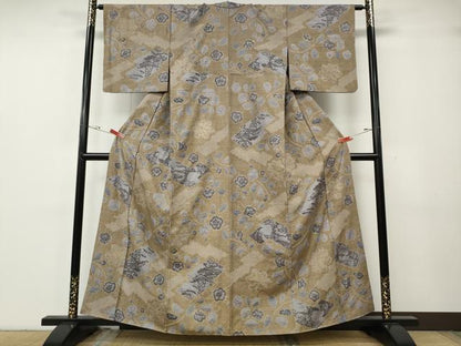 平和屋着物●上質な小紋　紬地　辻が花　絞り　吉祥花文　正絹　逸品　CABG5274ut