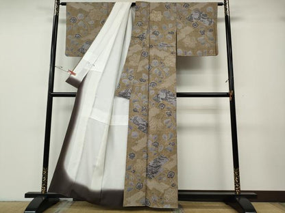 平和屋着物●上質な小紋　紬地　辻が花　絞り　吉祥花文　正絹　逸品　CABG5274ut
