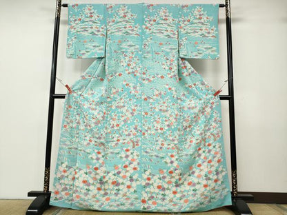 平和屋着物●訪問着　草花尽くし　鬼しぼ縮緬　正絹　逸品　CABG5275ut